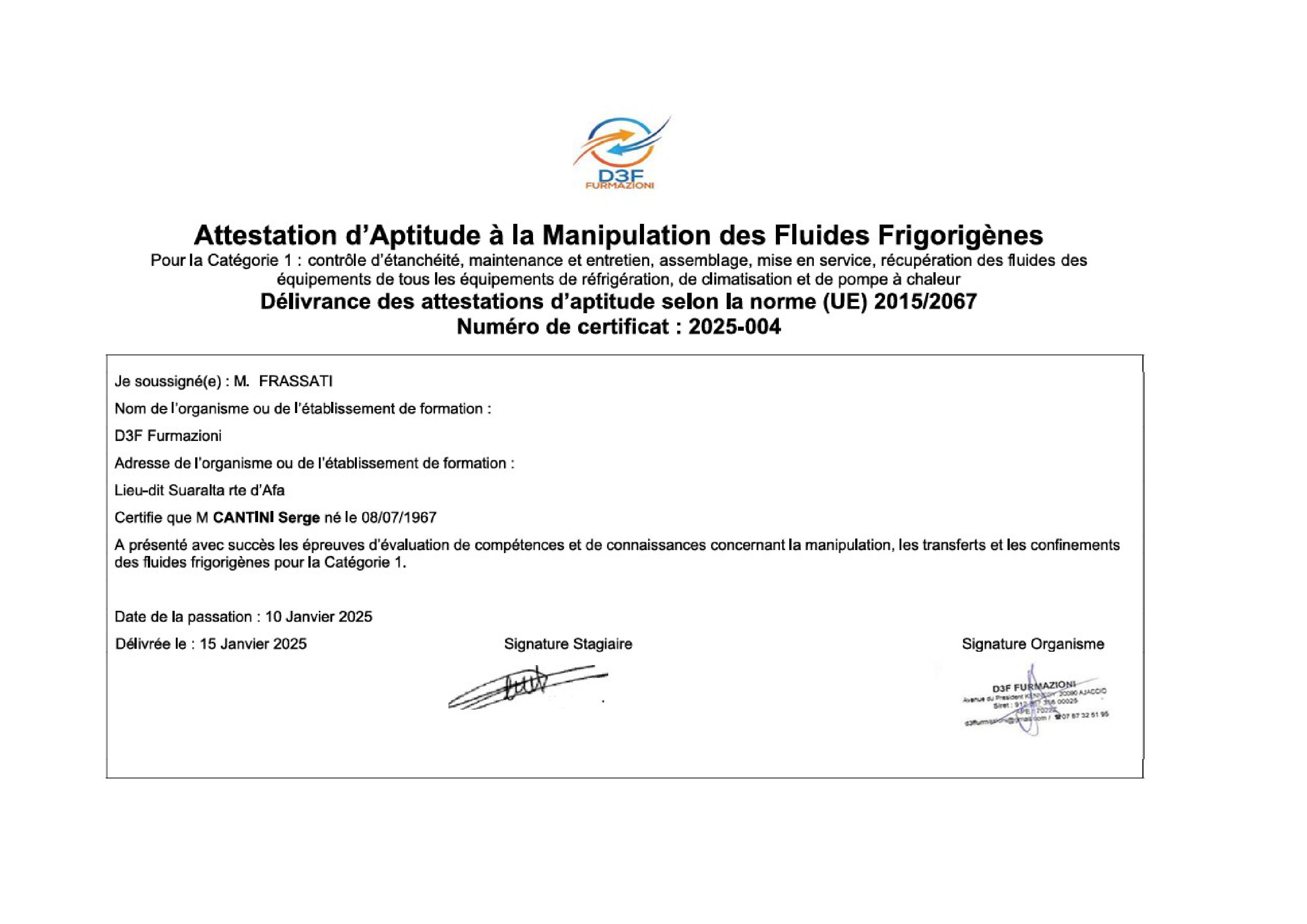 Manipulation des Fluides Frigorigènes